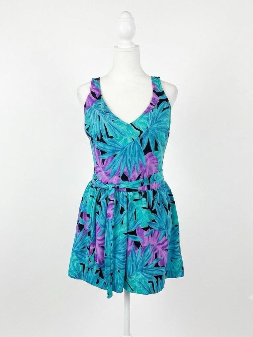 Maxine of Hollywood Teal & Purple Tropical One-Piece Swimsuit
